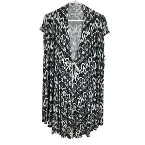 Bryn Walker Jersey Sleeveless Jacket Large Black White Printed Lightweight Rayon